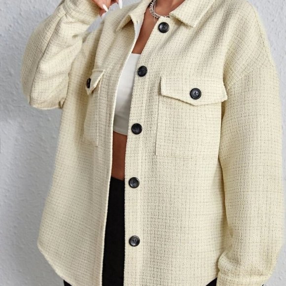 Casual Comfy Plaid Print Flap Pocket Overcoat Jacket Shacket Coat - Picture 3 of 10